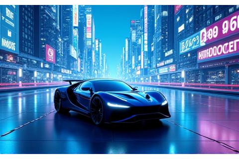 Capture d'écran d'une publicité automobile filmée dans un studio de production virtuelle, le véhicule sur un fond urbain stylisé