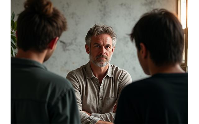 Tournage de documentaire ou d'interview avec fond neutre et éclairage doux